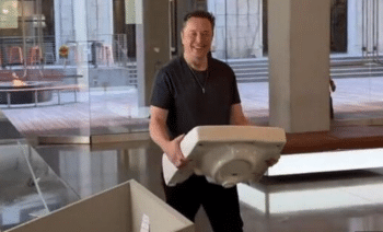 Elon Musk's first day at Twitter! The sink slinger.