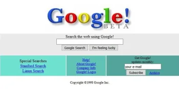 1998 Google Search Screenshot